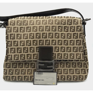 Vintage Fendi Zucca Baguette Shoulder Bag Brown Canvas With Dust Bag And Card
